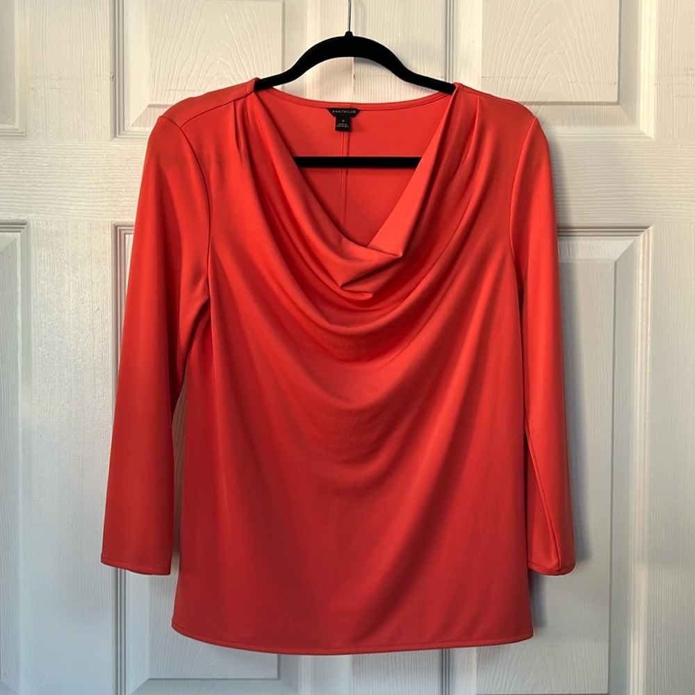 Ann Taylor Orange Blouse Top Size Medium